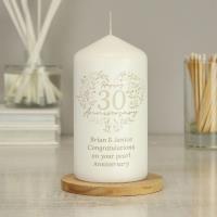 Personalised 30th Pearl Wedding Anniversary Pillar Candle Extra Image 3 Preview